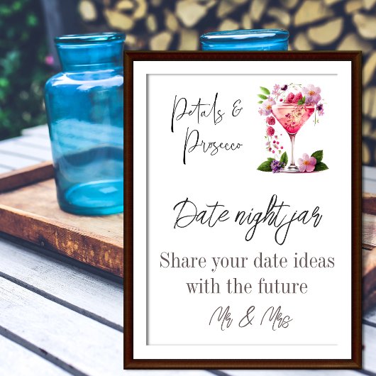 Petals & Prosecco Floral Bridal Shower Date Game Poster