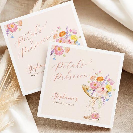 Petals & Prosecco Floral Bridal Shower Napkins Servet
