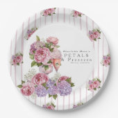 Petals & Prosecco Floral Papieren Bordje (Voorkant)