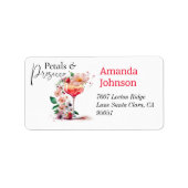 Petals & Prosecco Floral Vrijgezellenfeest Adres Etiket (Voorkant)