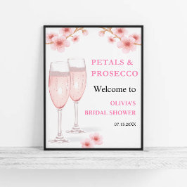 Petals & Prosecco Floral Vrijgezellenfeest Welkom Poster