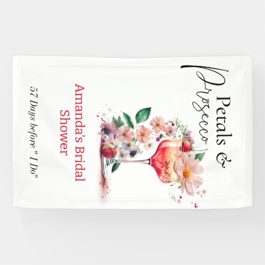 Petals & Prosecco Floral Vrijgezellenfeest Welkom Spandoek (Horizontaal)