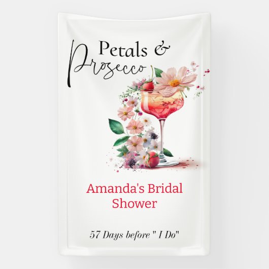 Petals & Prosecco Floral Vrijgezellenfeest Welkom Spandoek (Verticaal)