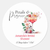 Petals Prosecco Garden Floral Vrijgezellenfeest Fa Ronde Sticker (Voorkant)