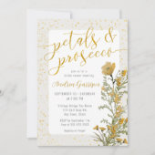 Petals & Prosecco Gele Bruidsdouche Uitnodiging (Voorkant)