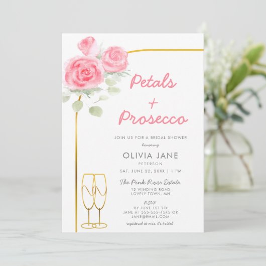 Petals Prosecco Gold Boho Rozen Arch Vrijgezellenf Kaart (Staand voorkant)