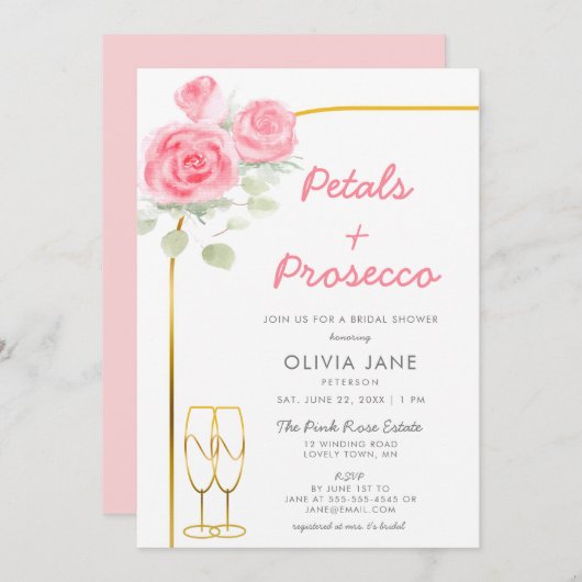 Petals Prosecco Gold Boho Rozen Arch Vrijgezellenf Kaart (Voorkant / Achterkant)
