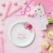 Petals & Prosecco Heet Roze Bloemen Vrijgezellenfe Papieren Bordje (Feest)