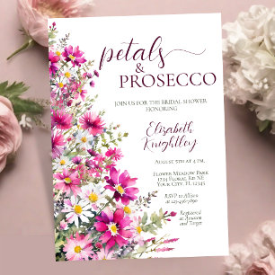 Petals & Prosecco Helderroze Bloemen Vrijgezellenf Kaart