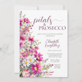 Petals & Prosecco Helderroze Bloemen Vrijgezellenf Kaart (Voorkant)