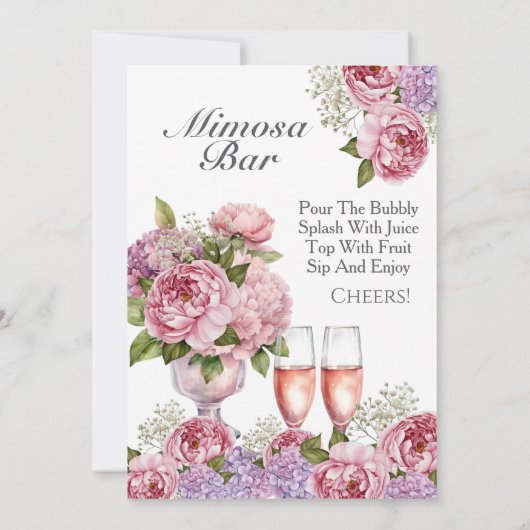 Petals & Prosecco Mimosa Bar Sign Kaart (Achterkant)