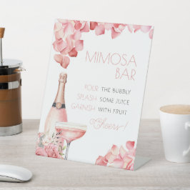 Petals & Prosecco Mimosa Bar Vrijgezellenfeest Reclamebord Met Voetstuk