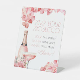 Petals & Prosecco Mimosa Bar Vrijgezellenfeest Reclamebord Met Voetstuk