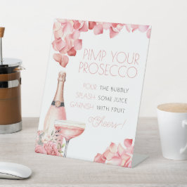 Petals & Prosecco Mimosa Bar Vrijgezellenfeest Reclamebord Met Voetstuk