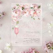 Petals & Prosecco Modern Roze Bloemen Vrijgezellen Acryl Uitnodigingen
