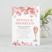 Petals & Prosecco Modern Roze Bloemen Vrijgezellen Kaart (Staand voorkant)