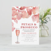 Petals & Prosecco Modern Roze Bloemen Vrijgezellen Kaart (Staand voorkant)