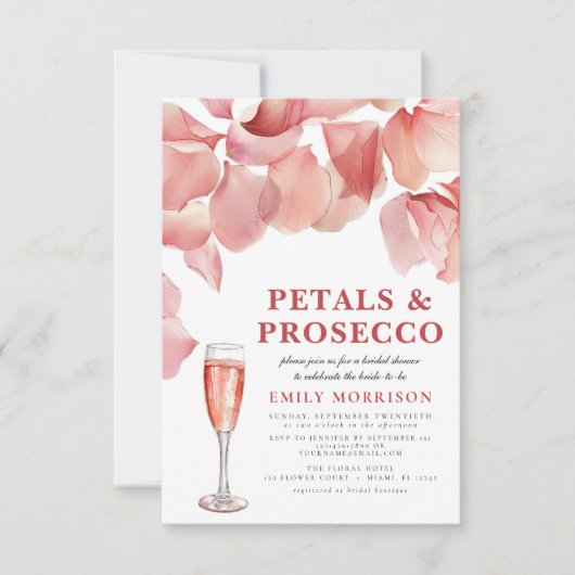 Petals & Prosecco Modern Roze Bloemen Vrijgezellen Kaart (Voorkant)