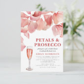 Petals & Prosecco Modern Roze Bloemen Vrijgezellen Kaart (Staand voorkant)