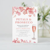 Petals & Prosecco Modern Roze Bloemen Vrijgezellen Kaart (Staand voorkant)