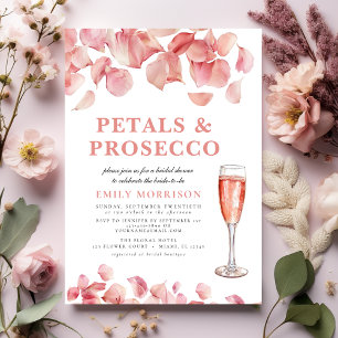 Petals & Prosecco Modern Roze Bloemen Vrijgezellen Kaart
