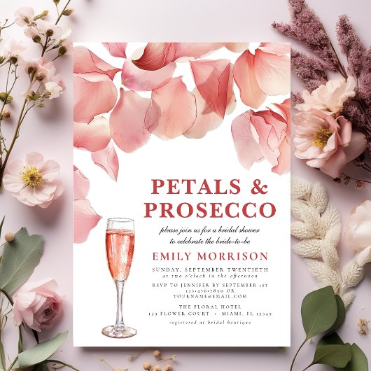Petals & Prosecco Modern Roze Bloemen Vrijgezellen Kaart