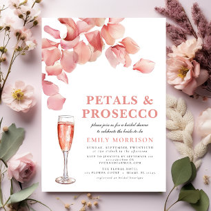 Petals & Prosecco Modern Roze Bloemen Vrijgezellen Kaart