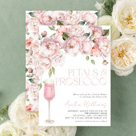 Petals & Prosecco Modern Roze Bloemen Vrijgezellen Kaart
