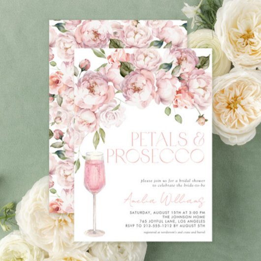 Petals & Prosecco Modern Roze Bloemen Vrijgezellen Kaart
