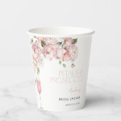 Petals & Prosecco Modern Roze Bloemen Vrijgezellen Papieren Bekers (Achterkant)