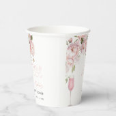 Petals & Prosecco Modern Roze Bloemen Vrijgezellen Papieren Bekers (Rechts)