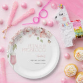 Petals & Prosecco Modern Roze Bloemen Vrijgezellen Papieren Bordje (Feest)