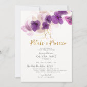 Petals Prosecco Paars Orchid Bubble Vrijgezellenfe Kaart (Voorkant)