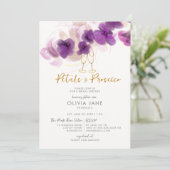Petals Prosecco Paars Orchid Bubble Vrijgezellenfe Kaart (Staand voorkant)