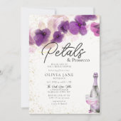 Petals Prosecco Paars Orchid Floral Vrijgezellenfe Kaart (Voorkant)