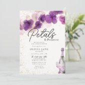 Petals Prosecco Paars Orchid Floral Vrijgezellenfe Kaart (Staand voorkant)