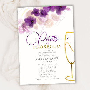 Petals Prosecco Paars Orchids Boho Elegant Bridal Kaart