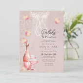Petals Prosecco Pearls Pink Gold Vrijgezellenfeest Kaart (Staand voorkant)