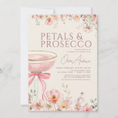 Petals & Prosecco Pink Coquette Bow Bridal Shower  Kaart (Voorkant)