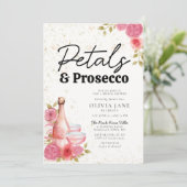 Petals Prosecco Pink Floral Boho Vrijgezellenfeest Kaart (Staand voorkant)