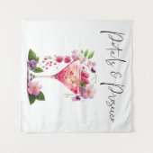 Petals Prosecco Pink Floral Vrijgezellenfeest Welk Wandkleed (Voorkant (horizontaal))