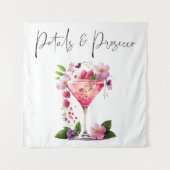 Petals Prosecco Pink Floral Vrijgezellenfeest Welk Wandkleed (Voorkant)