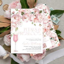 Petals & Prosecco QR Code Roze Vrijgezellenfeest Kaart