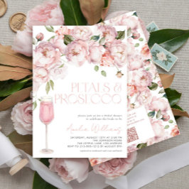 Petals & Prosecco QR Code Roze Vrijgezellenfeest Kaart