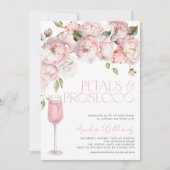 Petals & Prosecco QR Code Roze Vrijgezellenfeest Kaart (Voorkant)