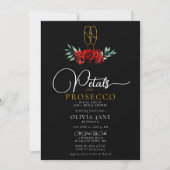 Petals Prosecco Red Roses Goud Donker Vrijgezellen Kaart (Voorkant)