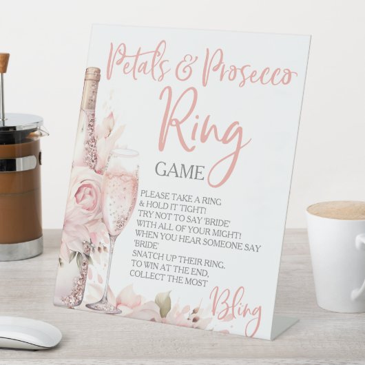 Petals & Prosecco Ring Spel Hunt Ringen Reclamebord Met Voetstuk (Insitu)