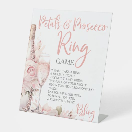 Petals & Prosecco Ring Spel Hunt Ringen Reclamebord Met Voetstuk (Voorkant)