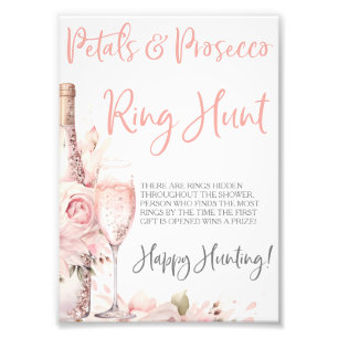Petals & Prosecco Ring Spel Ring Hunt Spel Foto Afdruk