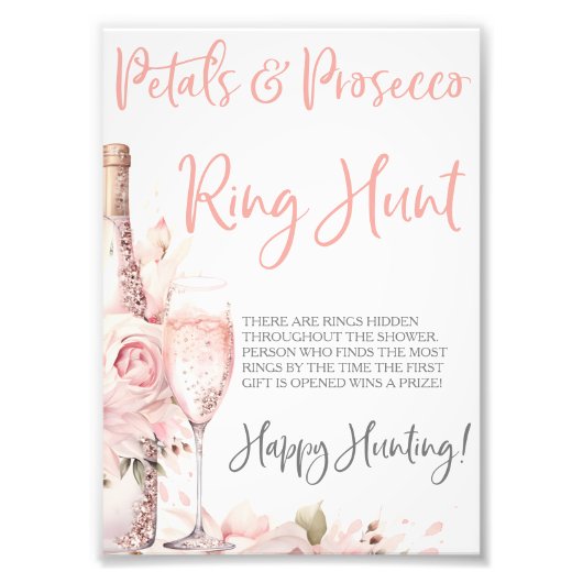 Petals & Prosecco Ring Spel Ring Hunt Spel Foto Afdruk (Voorkant)